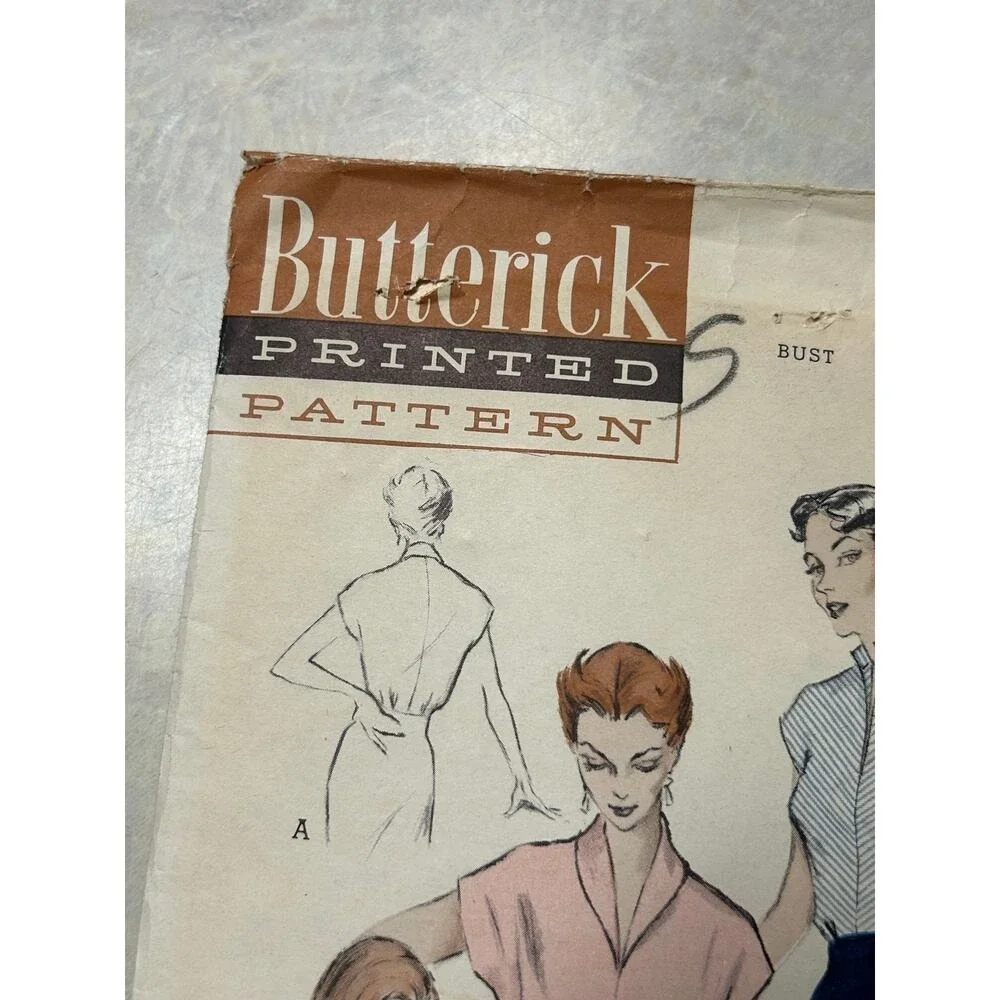 Vintage 1950's Butterick Quick Easy Pattern #5580 Womens Blouses Size 16 Bust 34